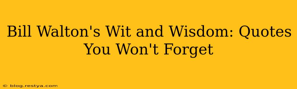 Bill Walton's Wit and Wisdom: Quotes You Won't Forget