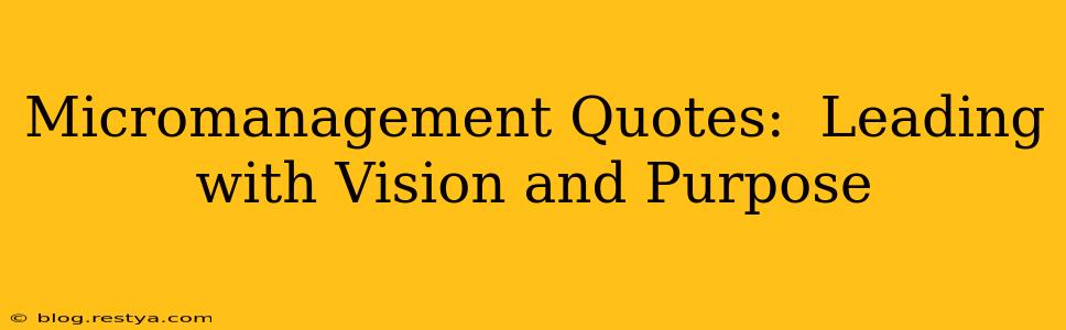 Micromanagement Quotes:  Leading with Vision and Purpose