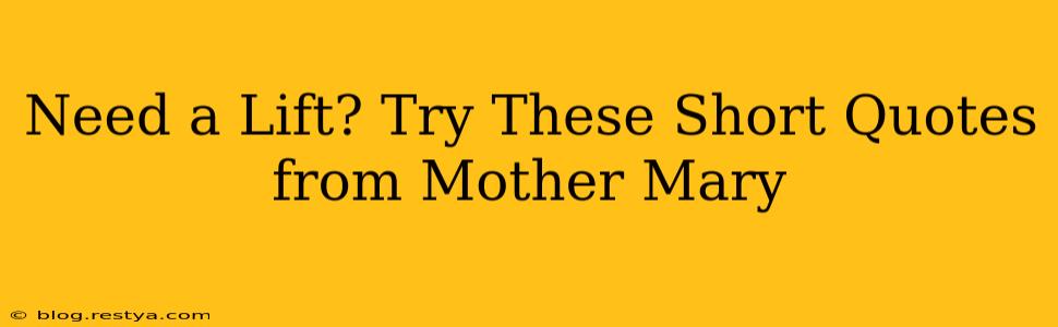 Need a Lift? Try These Short Quotes from Mother Mary
