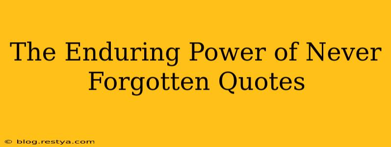 The Enduring Power of Never Forgotten Quotes
