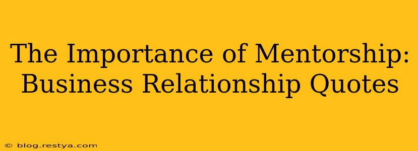The Importance of Mentorship: Business Relationship Quotes